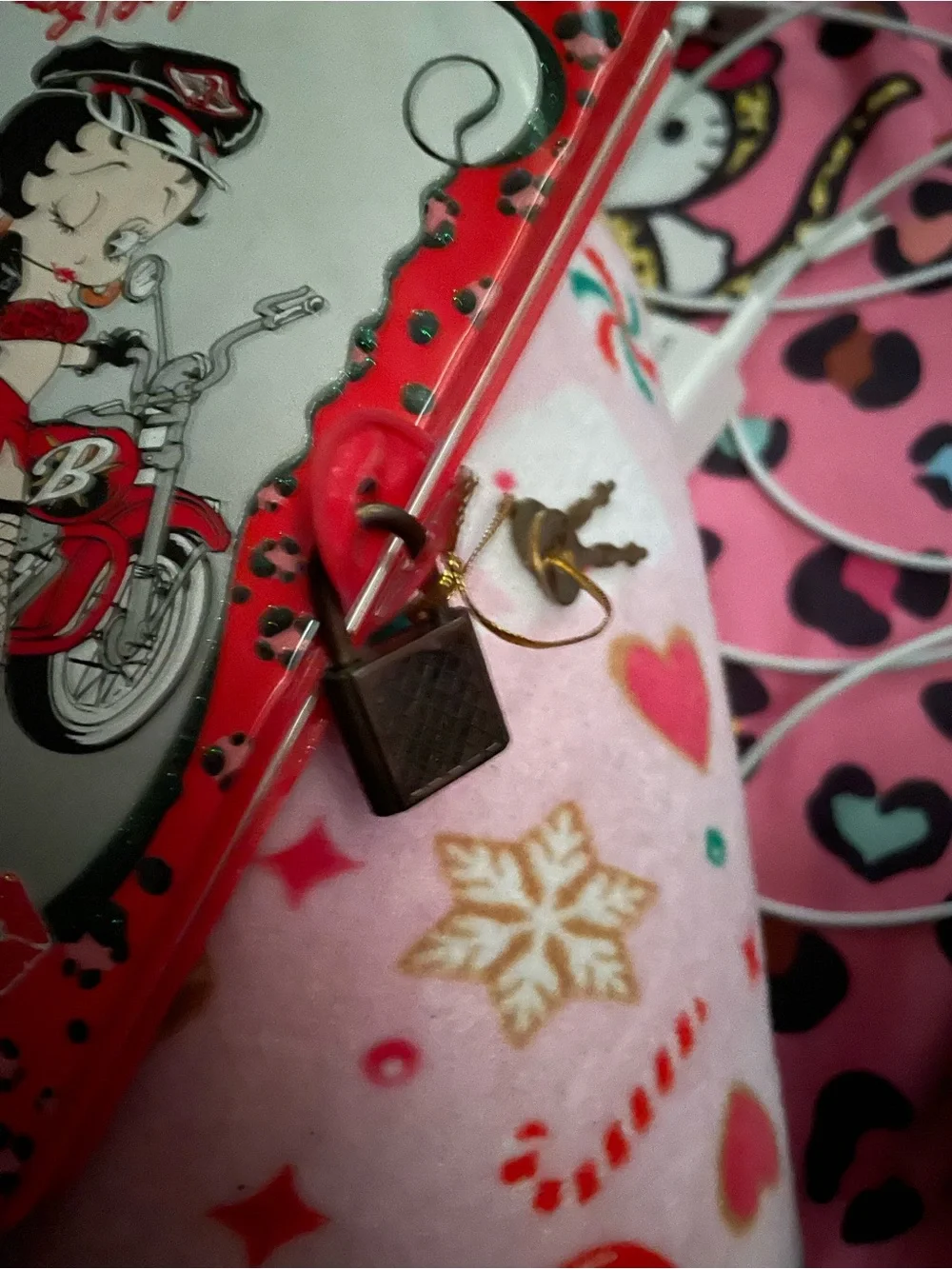 Betty Boop Red and Black Biker Lock Journal